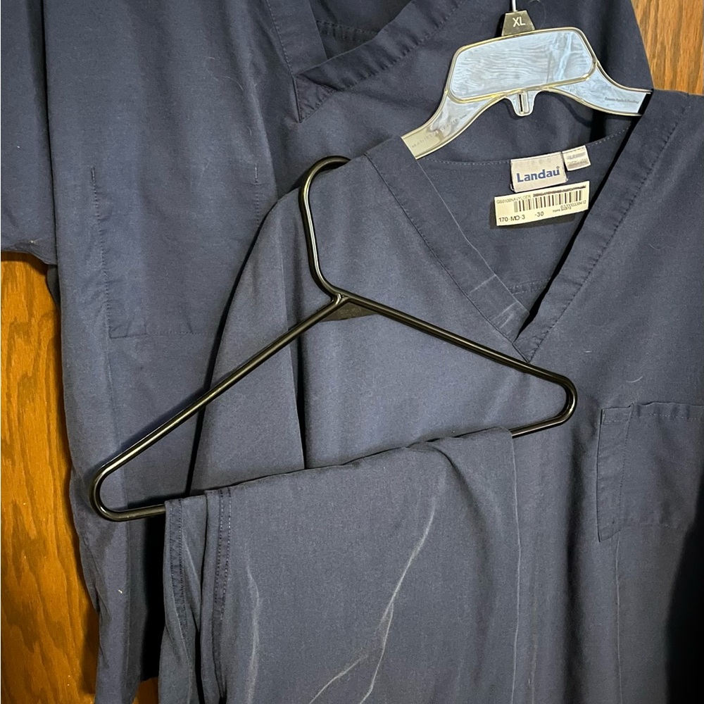 Navy Scrub Set Large Two tops one bottom LOT